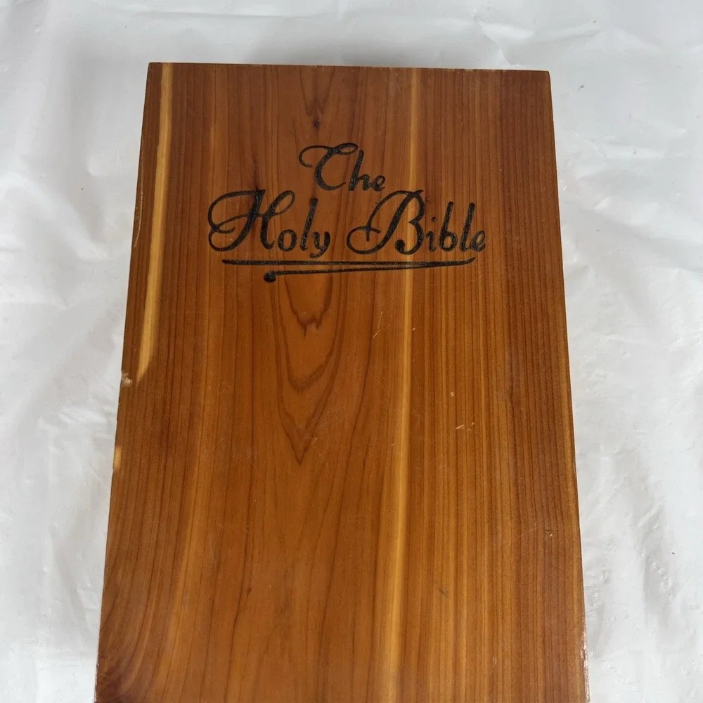 Holy Bible Memorial Edition in Wooden Cedar Box Gift